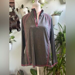 Everlast Sport Gray & Pink Quarter Zip Long Sleeve Pullover Top L